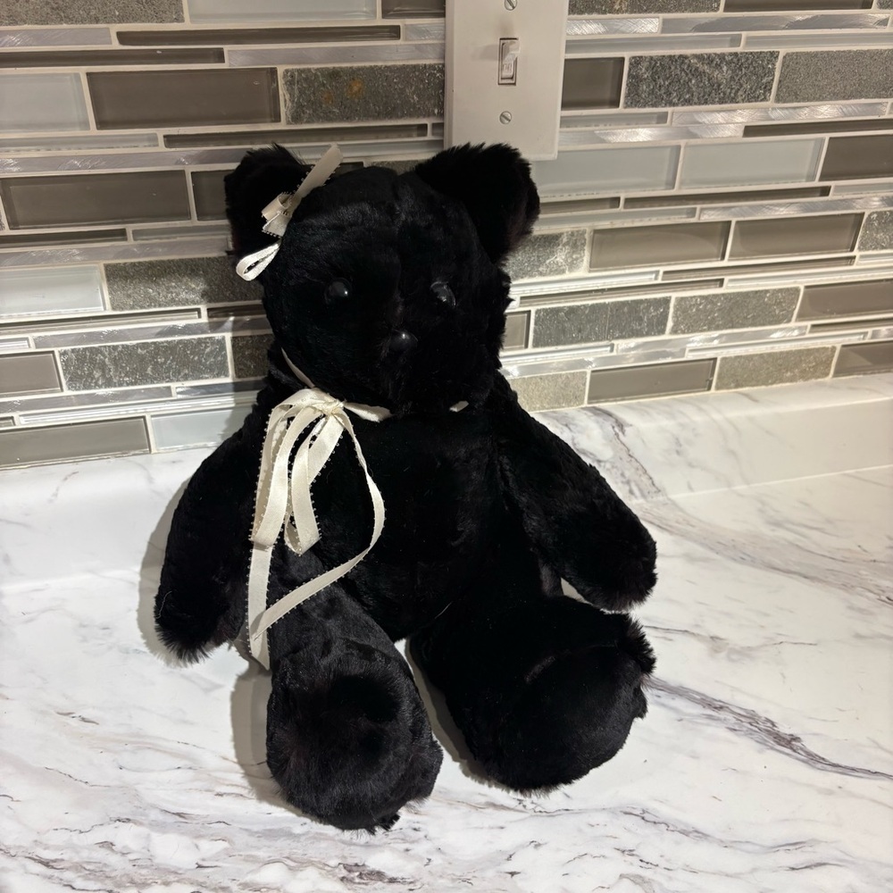 Vintage Real Fur Teddy bear handmade jointed black